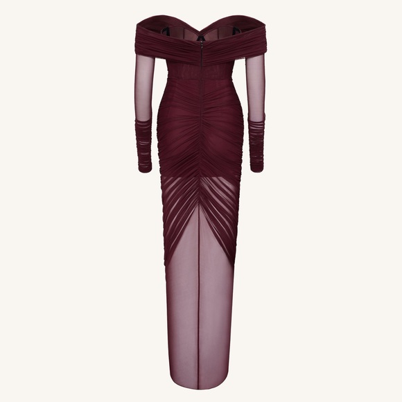 NWT JW PEI Emily Elegant Off-Shoulder Ruched Evening Red Gown Dress SZ 10 - Picture 5 of 6